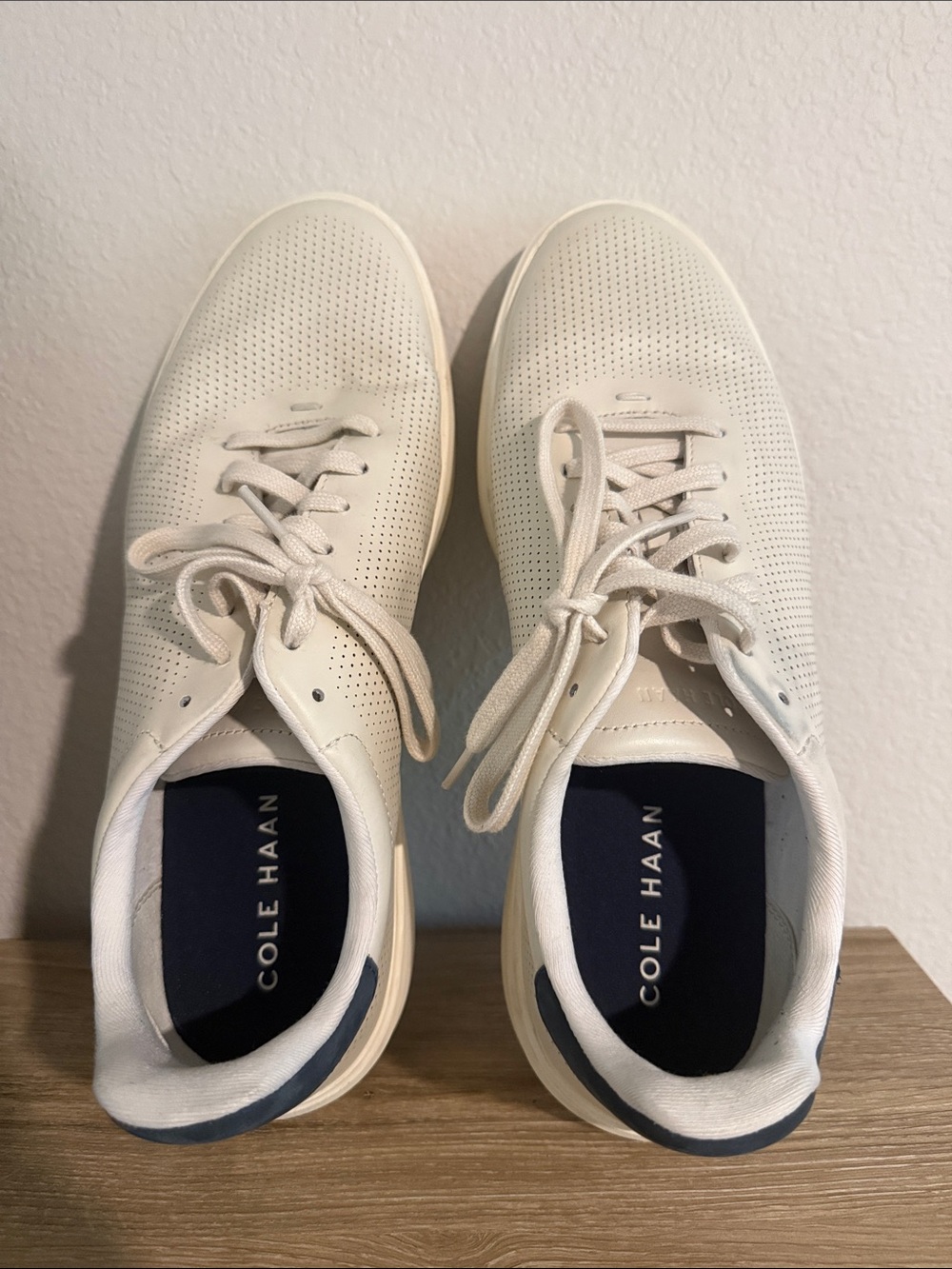 Cole Haan Men's Off-White Perforated Leather Lace-Up Sneakers